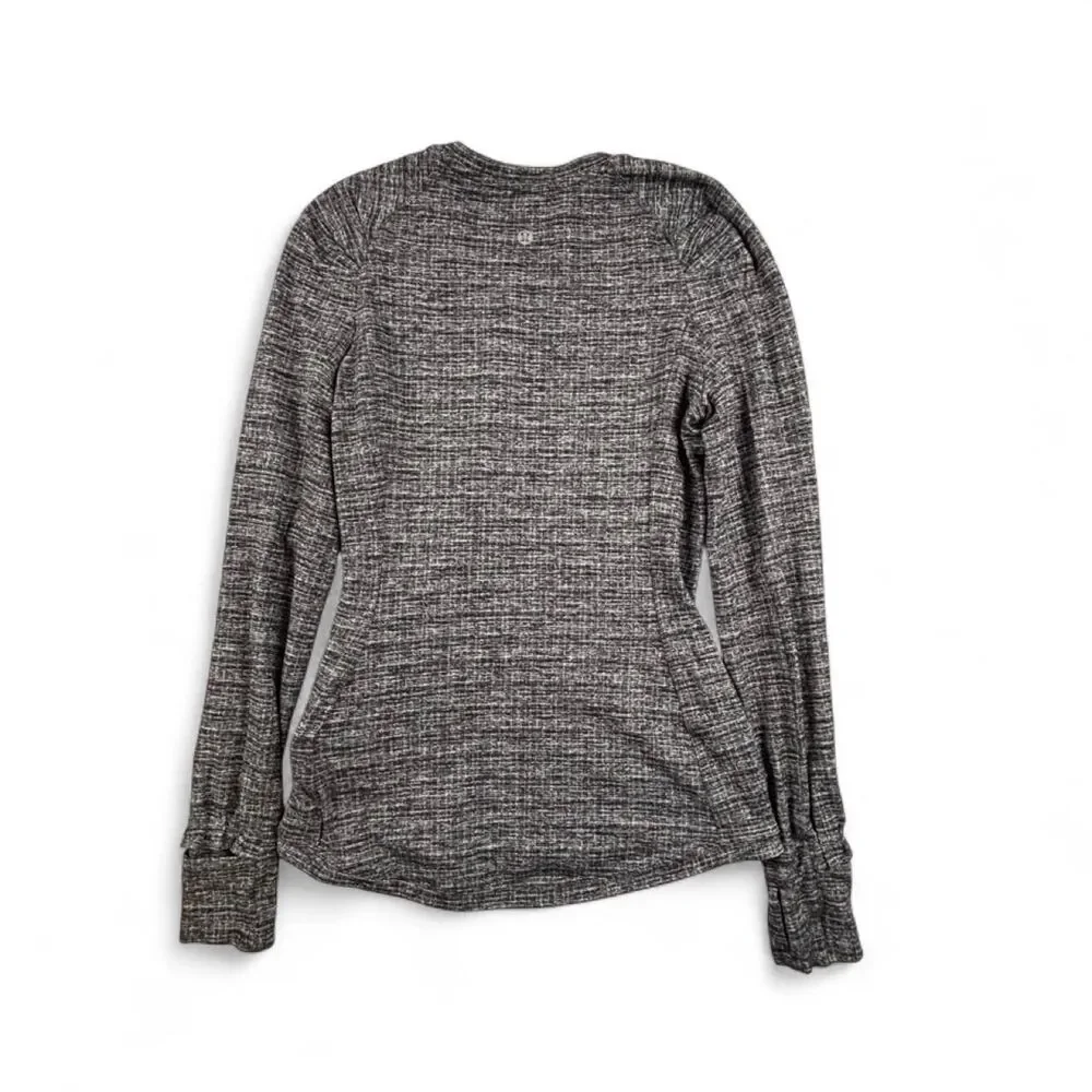 Lululemon Gray Heather Long Sleeve Running Top Women's Size 4 Zip Pocket